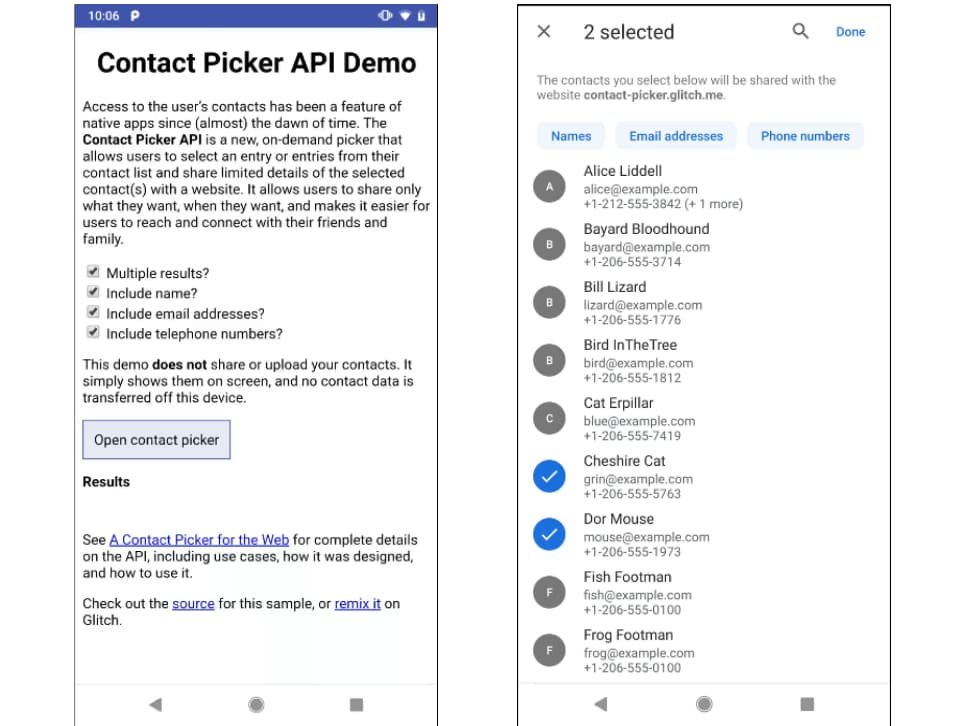 Image showing contact picker